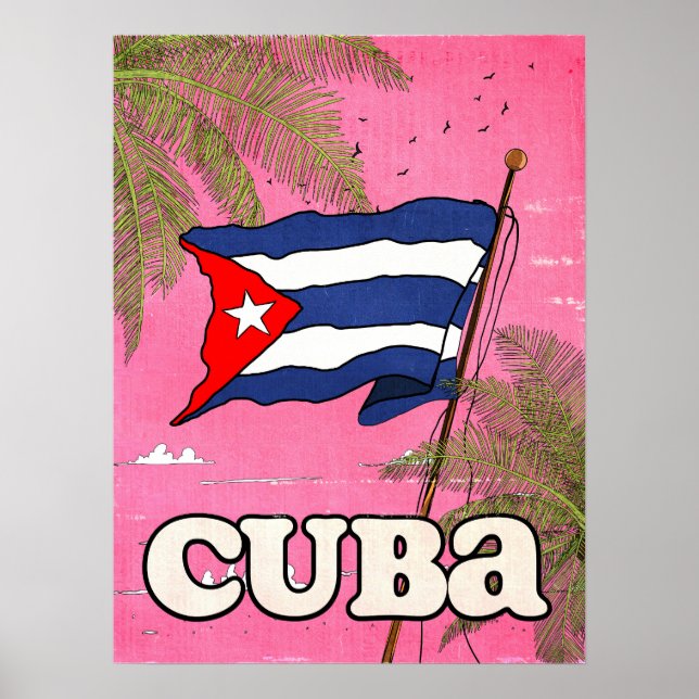 Poster de Viagens vintage de Sinalizador Cubano (Frente)