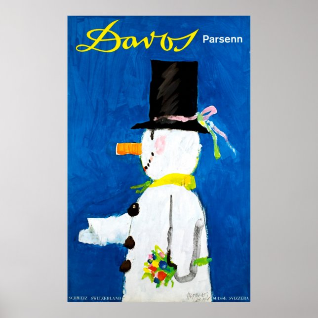 Poster de Viagens vintage de Suiça de Parsenn (Frente)