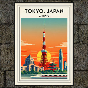 poster de viagens Vintage de Tóquio Japão, anos 60