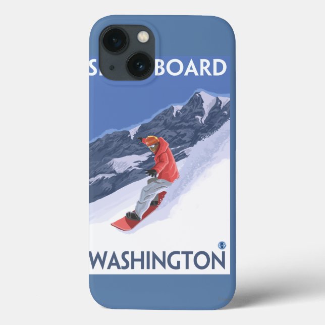 Poster de Viagens vintage de Washington Snowboard (Verso)
