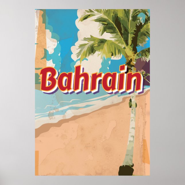 Poster de Viagens vintage do Bahrain (Frente)