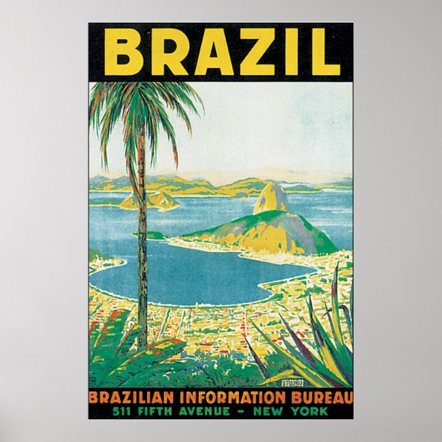 Poster de Viagens vintage do Brasil (Frente)