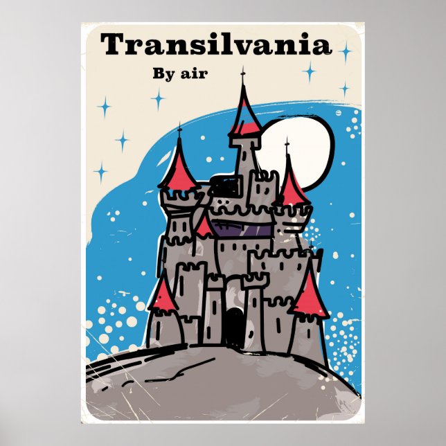Poster de viagens vintage do Castelo da Transilvân (Frente)