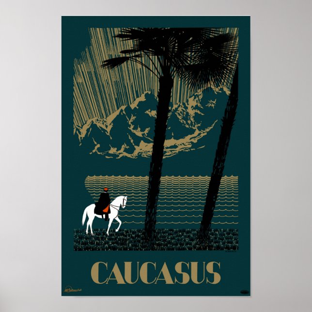 Poster de Viagens vintage do Caucasus restaurado (Frente)