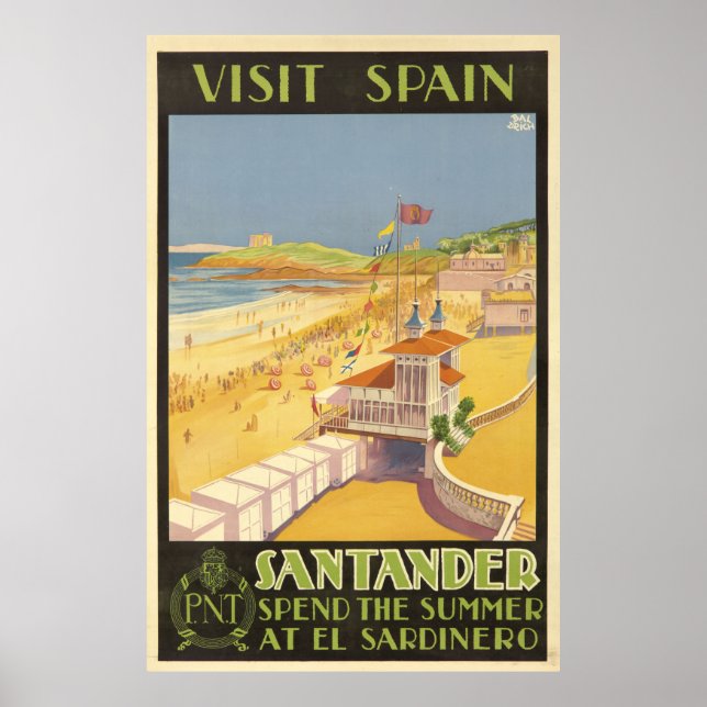 Poster de viagens vintage - Espanha Santander (Frente)