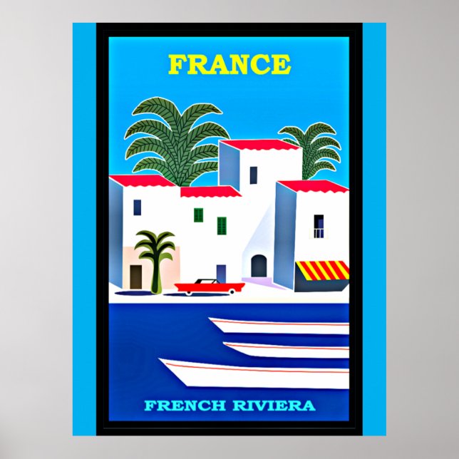 Poster de viagens Vintage French Riviera (Frente)