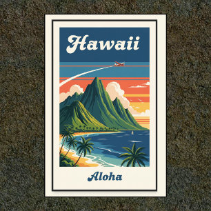 poster de viagens Vintage havaiano dos anos 60