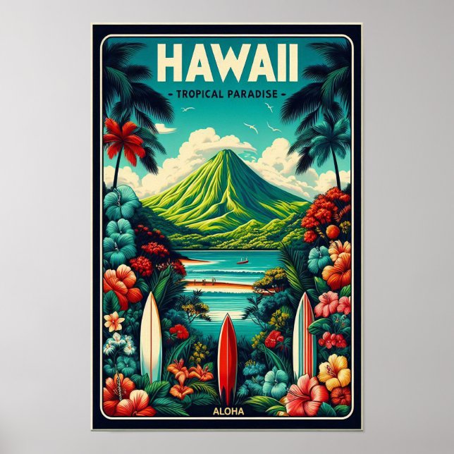 Poster de viagens Vintage Hawaii (Frente)