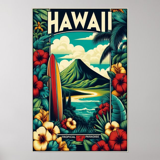 Poster de viagens Vintage Hawaii (Frente)