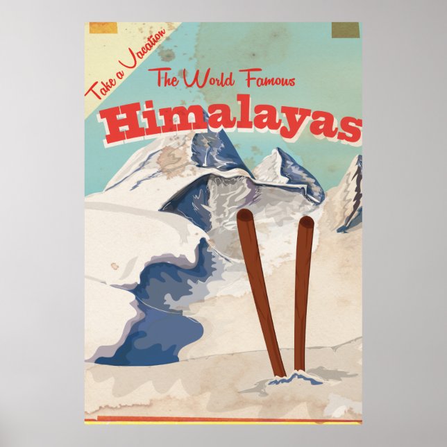 Poster de viagens Vintage Himalayas (Frente)
