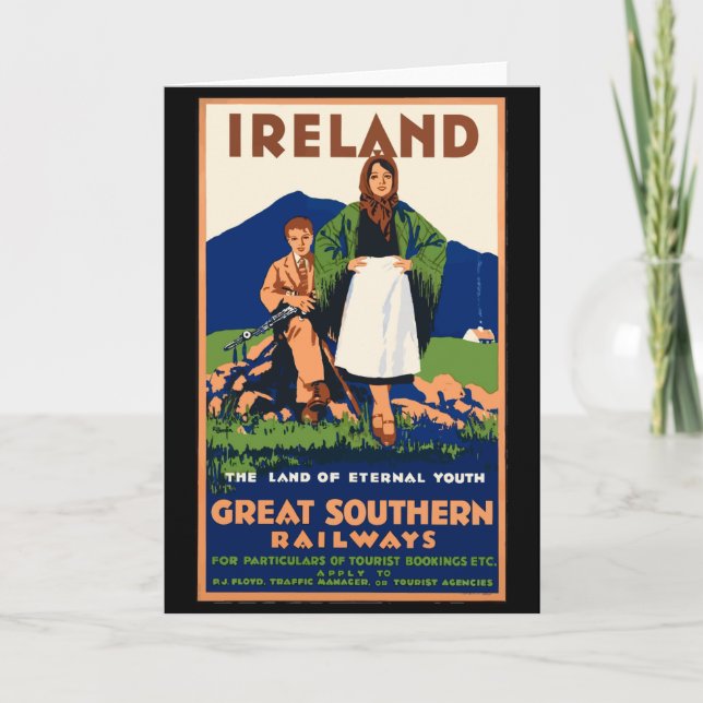 Poster de viagens Vintage Ireland, Cartão (Frente)