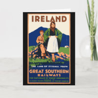 Poster de viagens Vintage Ireland, Cartão