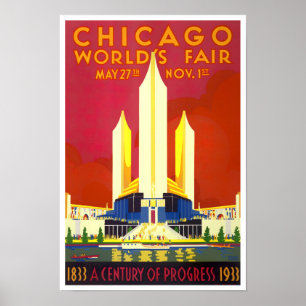 poster de viagens vintage Justa de Chicago de 1933