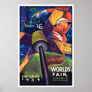 poster de viagens vintage Justa do Mundo de Chicag