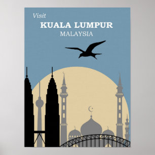 Poster de viagens vintage Kuala Lumpur