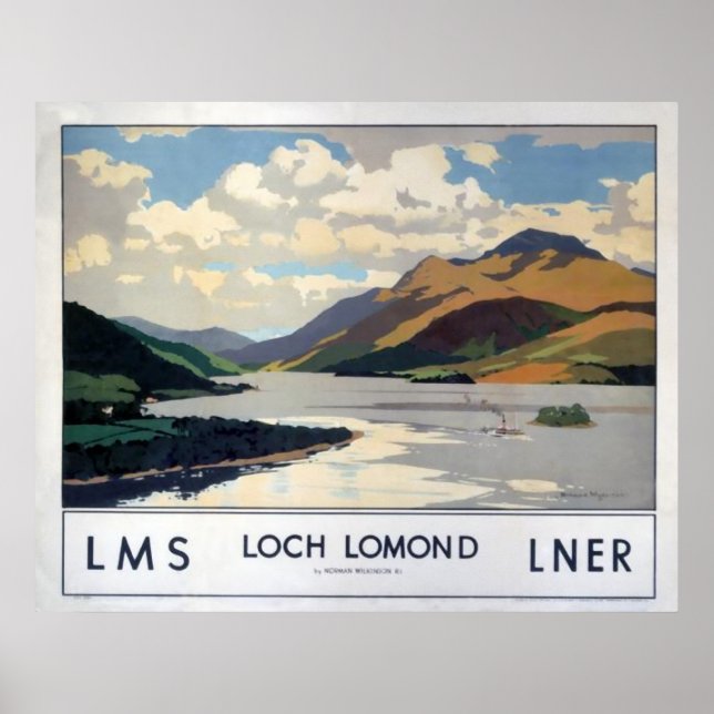 Poster de viagens Vintage Loch Lomond Scotland (Frente)