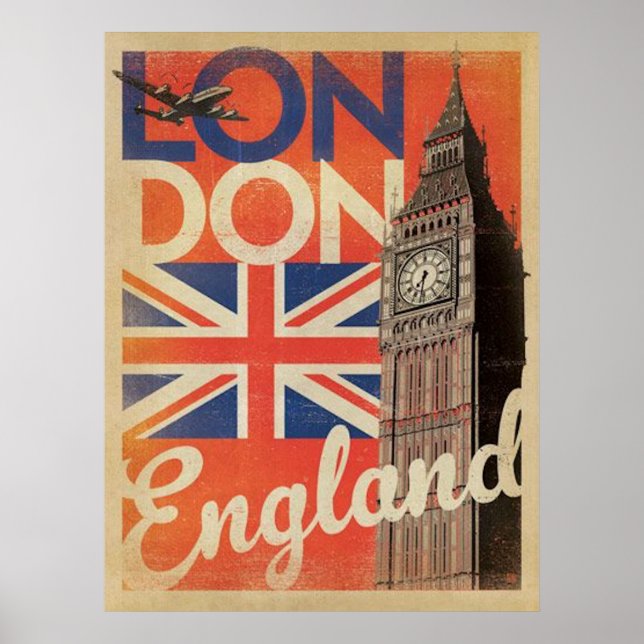 Poster de viagens Vintage London (Frente)