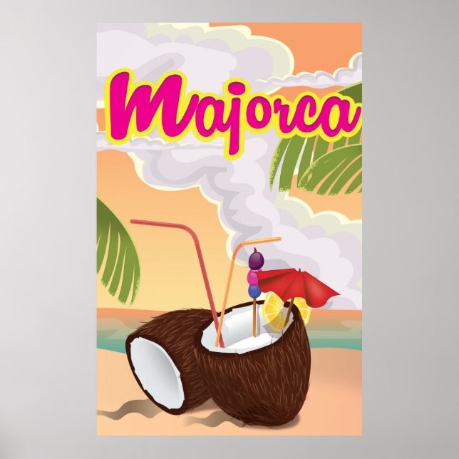 poster de viagens vintage majorca. (Frente)