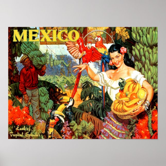 Poster de viagens vintage México (Frente)