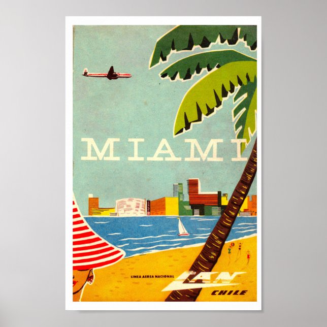 Poster de viagens Vintage Miami (Frente)