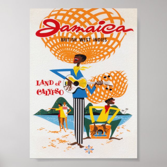 Poster de Viagens vintage retrô da Jamaica (Frente)