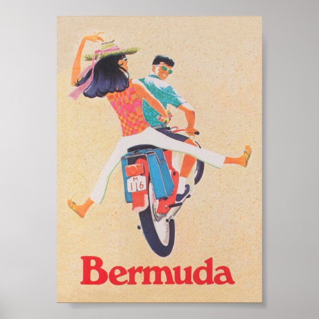 Poster de Viagens vintage retrô das Bermudas (Frente)