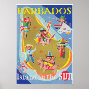 Poster de Viagens vintage retrô de Barbados