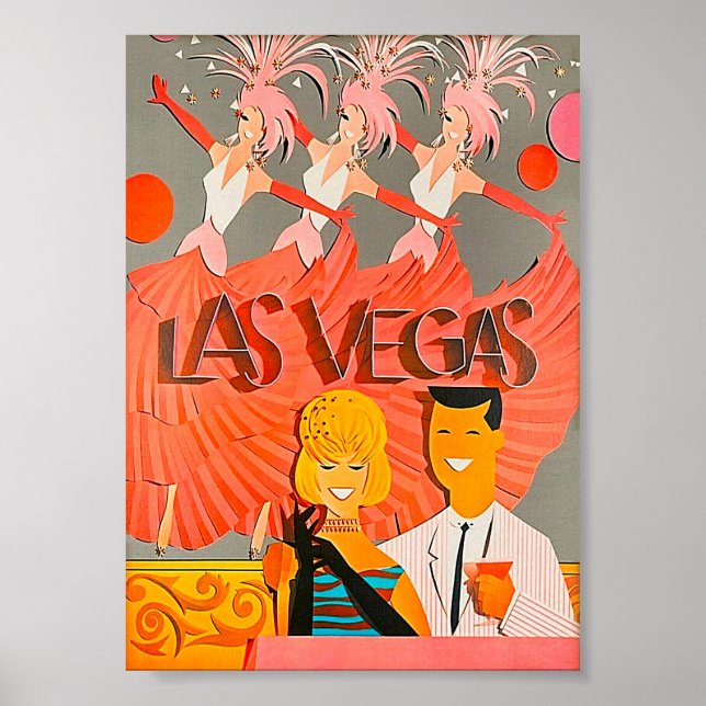 Poster de Viagens vintage Retro de Las Vegas (Frente)