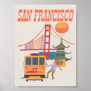 Poster de Viagens vintage Retro de São Francisco