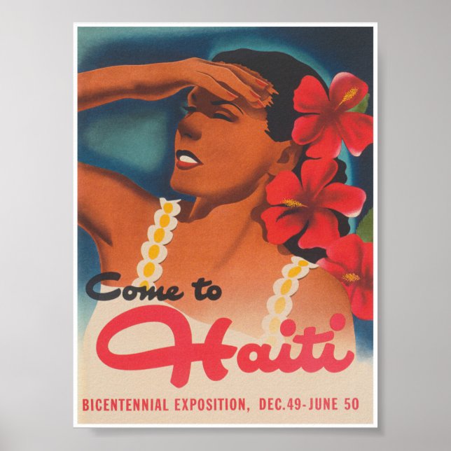 Poster de Viagens vintage Retro do Haiti (Frente)