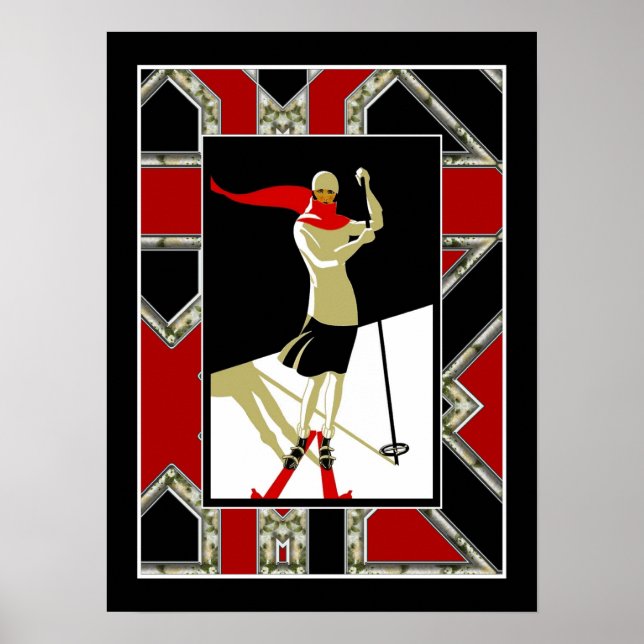 Poster de viagens Vintage Santo Croix Skiing 3 (Frente)