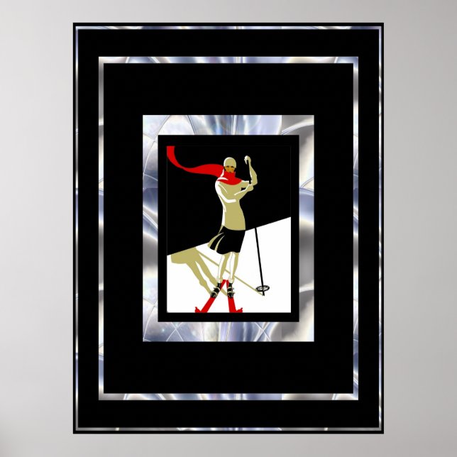 Poster de viagens Vintage Santo Croix Skiing 3 (Frente)