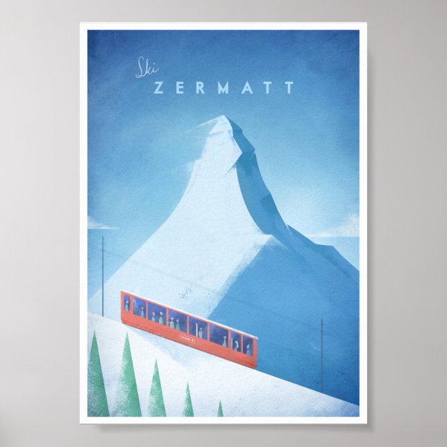 Poster de Viagens vintage Ski Zermatt (Frente)