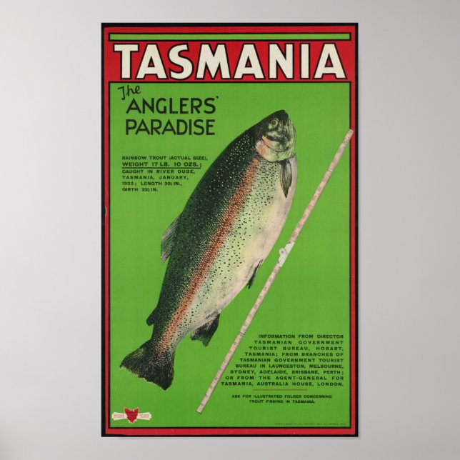 Poster de viagens Vintage Tasmania (Frente)
