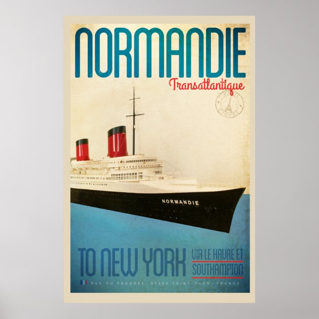 Poster de viagens Vintage Transatlantique (Frente)