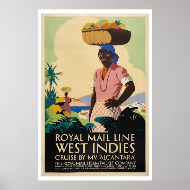 Poster de viagens Vintage West Indies (Frente)
