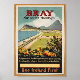 Poster de Viagens vintage Wicklow para Irlanda Bra