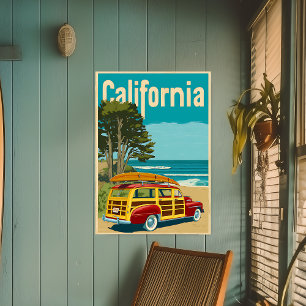 Poster de viagens Vintage Woody California