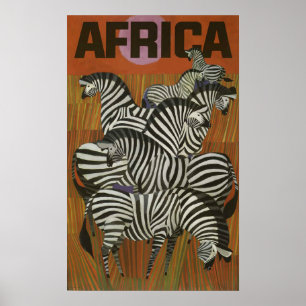 Poster de Viagens vintage Zebra da África