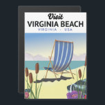 Poster de viagens Virginia Beach Virginia USA<br><div class="desc">Virginia Beach Virginia USA poster de viagens com uma bela cadeira de baralho de estilo vintage.</div>