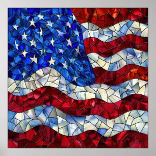 Poster de Vidro com Bandeira Americana