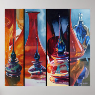 Poster de vidro da mistura variada da aguarela da