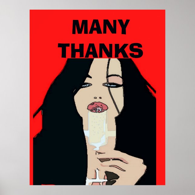 Poster de Vinho de Estilo Moderno, Muitos Obrigado (Frente)