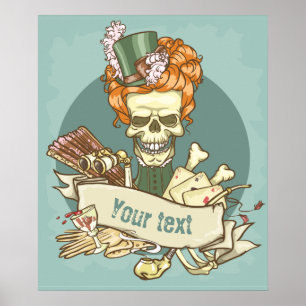 Poster de Vintage Skull personalizável