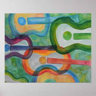 Poster de Violão de Aquarela