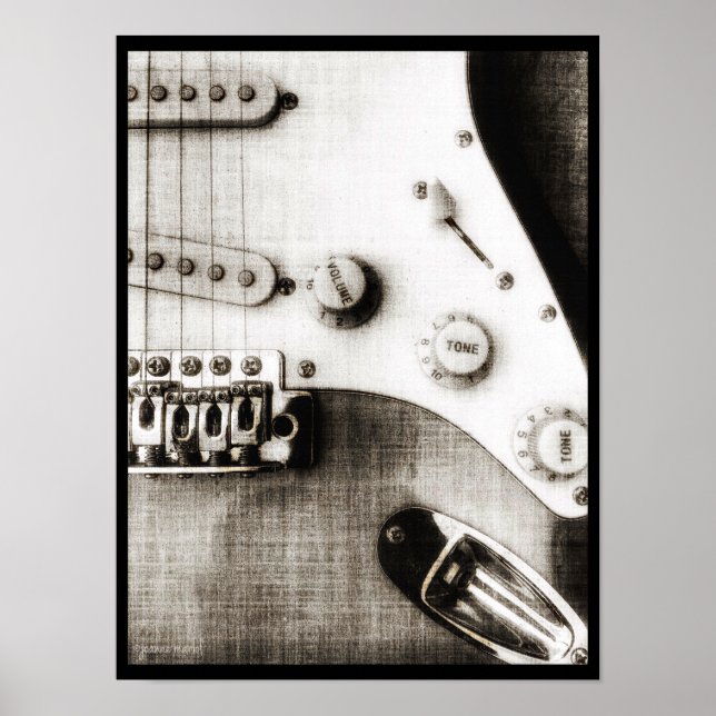 Poster de Violão Elétrico Sketchy (Frente)