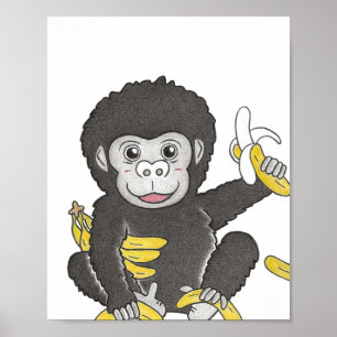 Poster de viveiro de gorila de bebê