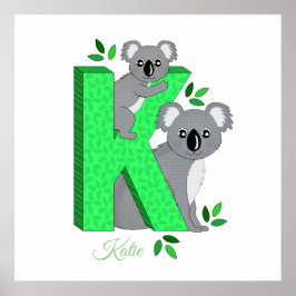 Poster de viveiro personalizado - K para Koala
