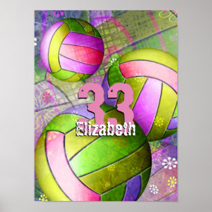 Poster de vôlei feminino com número de jogador