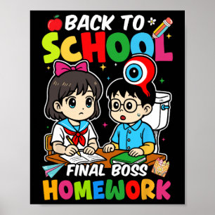 Poster De Volta à Escola 2025 Tarefa Final Boss